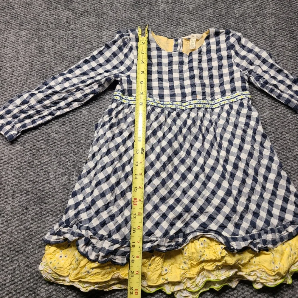 Matilda Jane Girls Gingham Floral Ruffle Dress Blue Yellow Size 6 33002D